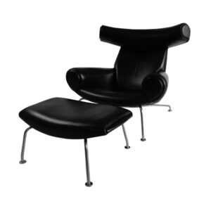 Hans Wegner Ox chair AP46 and ottoman AP49 for AP Stolen, Denmark 1960s