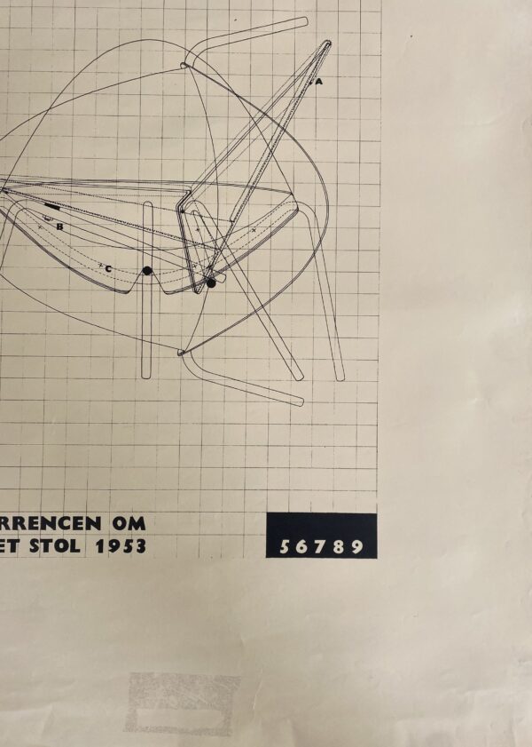 Poul Kjaerholm Aluminium Chair Competetition drawing 1953