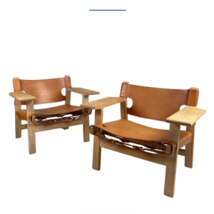 Pair of Børge Mogensen Spanish Chairs for Fredericia Stolefabrik Denmark