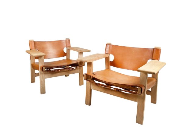 Pair of Børge Mogensen Spanish Chairs for Fredericia Stolefabrik Denmark