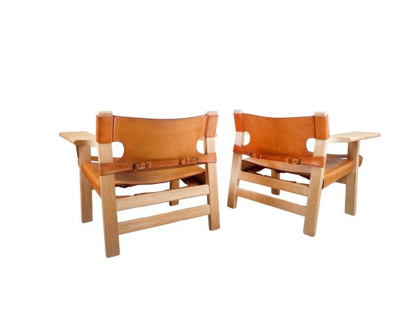 Pair of Børge Mogensen Spanish Chairs for Fredericia Stolefabrik Denmark