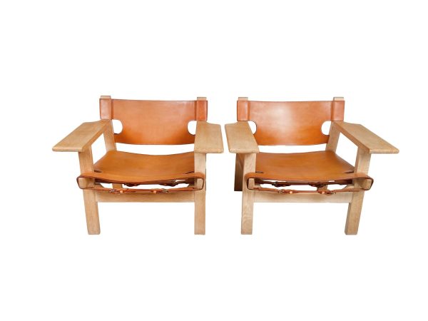 Pair of Børge Mogensen Spanish Chairs for Fredericia Stolefabrik Denmark