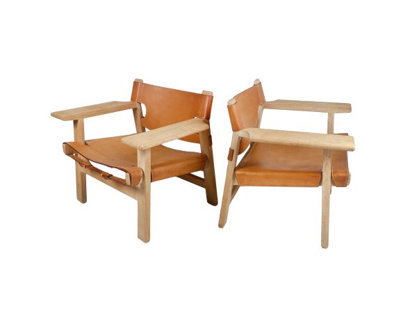 Pair of Børge Mogensen Spanish Chairs for Fredericia Stolefabrik Denmark