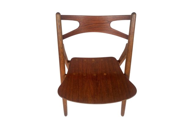 Hans J. Wegner, set of four 'Sawbuck' CH29 chairs, teak and oak, Denmark 1950s