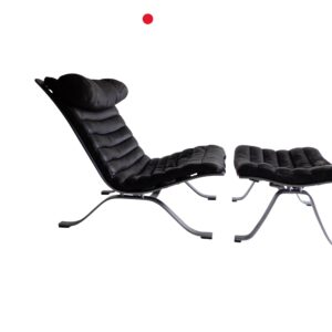 Arne Norell Ari lounge chair and ottoman in black leather