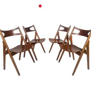 Hans J. Wegner, set of four 'Sawbuck' CH29 chairs, teak and oak, Denmark 1950s