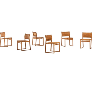 Børge Mogensen dining chairs BM61 in mahogany and cane wicker 1958, Denmark